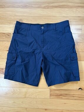 Orvis Voyager Short Shorts Mens Sz 36 Navy Cargo Stretch Nylon 10" Inseam